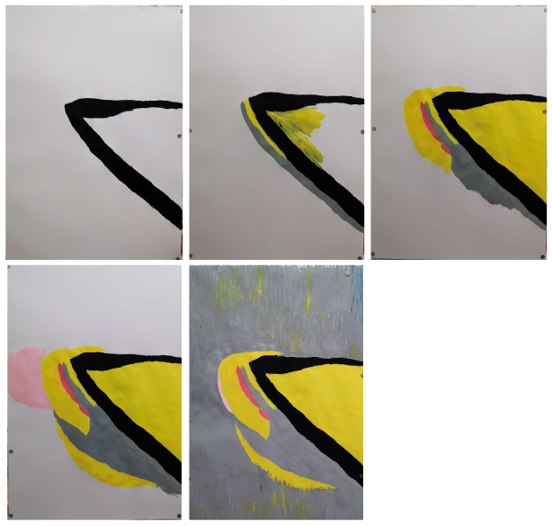 der Malprozess - eine Farbe setzt direkt an der nächsten an